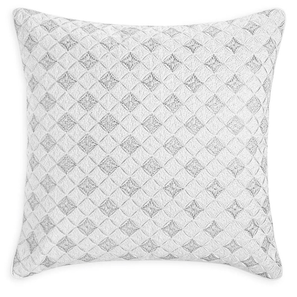Set 2 Hudson Park Collection White Lattice Textured EURO Pillow Sham 26X26